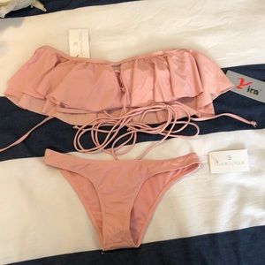 Pink bikini with criss cross detail brand new